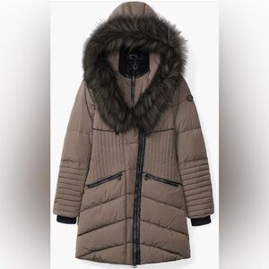 Noize Gig Vegan Faux Fur Trim Quilted Parka Size XL EUC